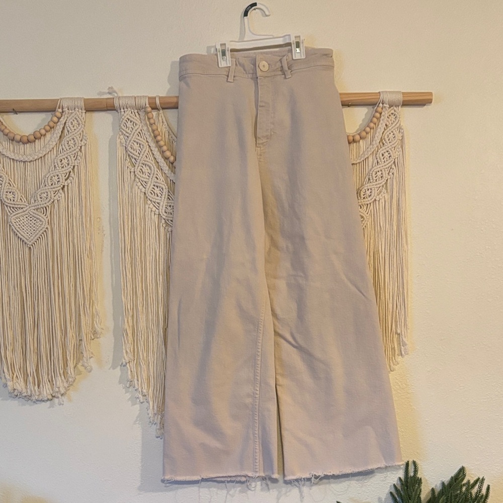 Zara Beige Wide-Leg High Waist Pant